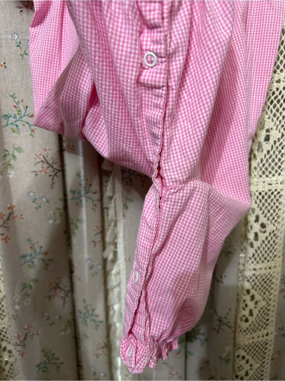 Zucchini‎ Baby Girl Pink Gingham Smocked Train Animal Shortall Romper 3M Cotton